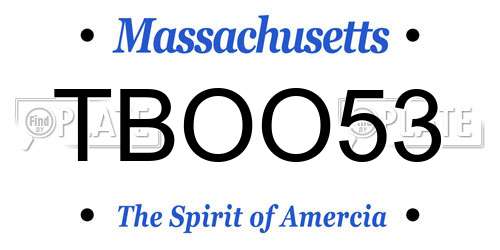 TBOO53 Massachusetts License Plate