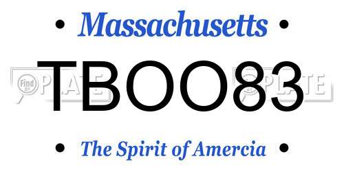 TBOO83 Massachusetts License Plate