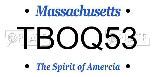 TBOQ53 Massachusetts License Plate