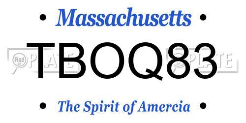 TBOQ83 Massachusetts License Plate