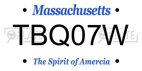 TBQ07W Massachusetts License Plate