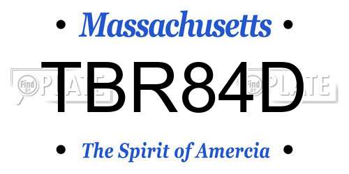TBR84D Massachusetts License Plate