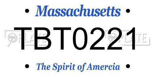 TBT0221 Massachusetts License Plate
