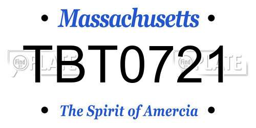 TBT0721 Massachusetts License Plate