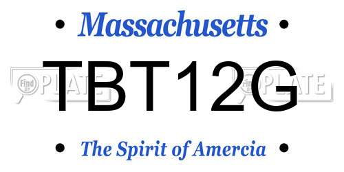 TBT12G Massachusetts License Plate