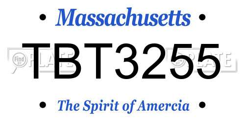 TBT3255 Massachusetts License Plate