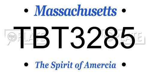 TBT3285 Massachusetts License Plate