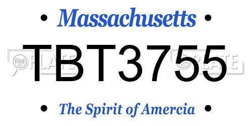 TBT3755 Massachusetts License Plate