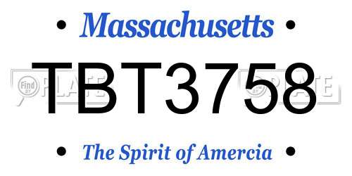TBT3758 Massachusetts License Plate