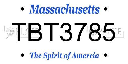 TBT3785 Massachusetts License Plate