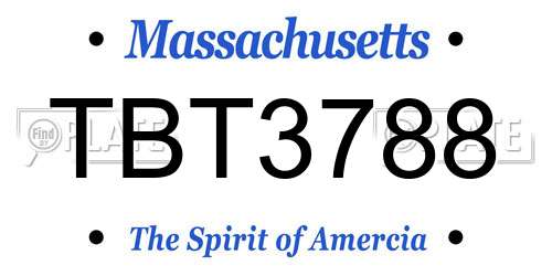 TBT3788 Massachusetts License Plate