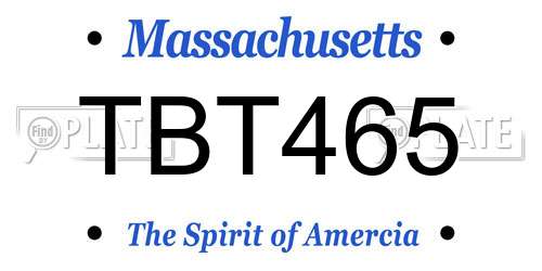 TBT465 Massachusetts License Plate