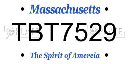 TBT7529 Massachusetts License Plate