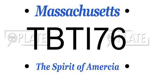 TBTI76 Massachusetts License Plate