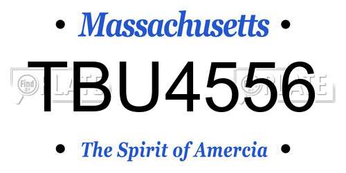 TBU4556 Massachusetts License Plate