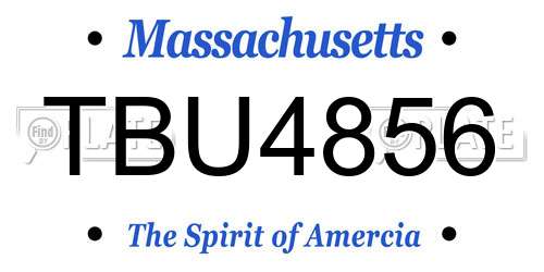 TBU4856 Massachusetts License Plate