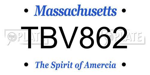 TBV862 Massachusetts License Plate