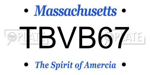 TBVB67 Massachusetts License Plate