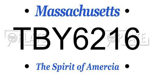 TBY6216 Massachusetts License Plate