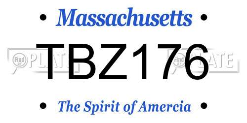 TBZ176 Massachusetts License Plate