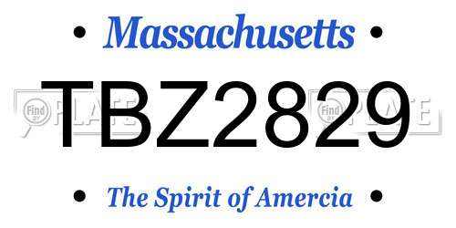 TBZ2829 Massachusetts License Plate