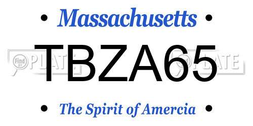 TBZA65 Massachusetts License Plate