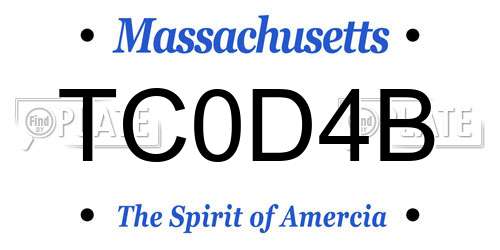 TC0D4B Massachusetts License Plate