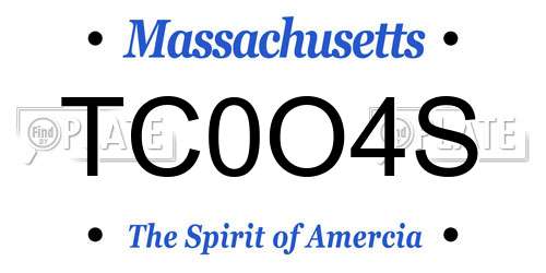 TC0O4S Massachusetts License Plate
