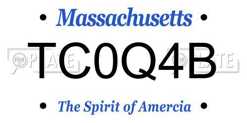 TC0Q4B Massachusetts License Plate