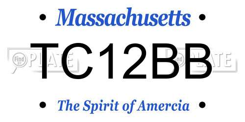 TC12BB Massachusetts License Plate