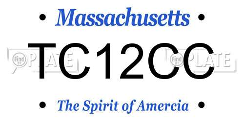 TC12CC Massachusetts License Plate