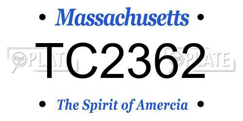 TC2362 Massachusetts License Plate