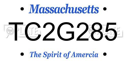 TC2G285 Massachusetts License Plate