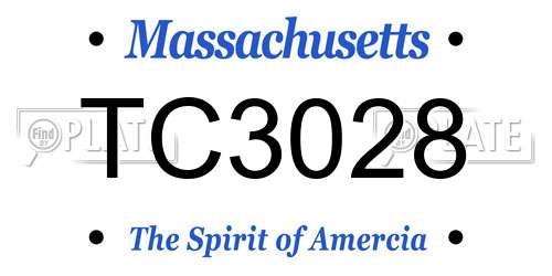 TC3028 Massachusetts License Plate