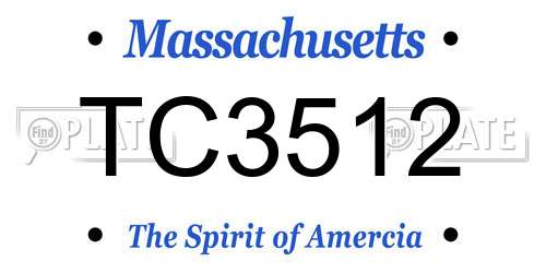 TC3512 Massachusetts License Plate