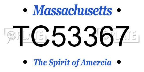 TC53367 Massachusetts License Plate
