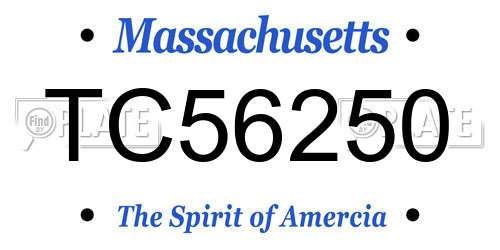 TC56250 Massachusetts License Plate