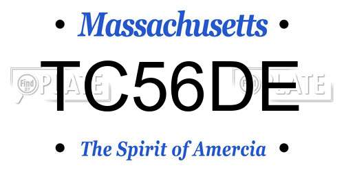 TC56DE Massachusetts License Plate