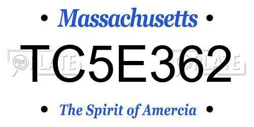 TC5E362 Massachusetts License Plate