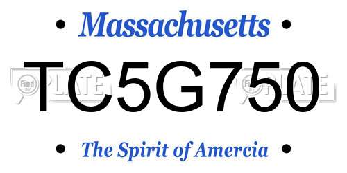 TC5G750 Massachusetts License Plate