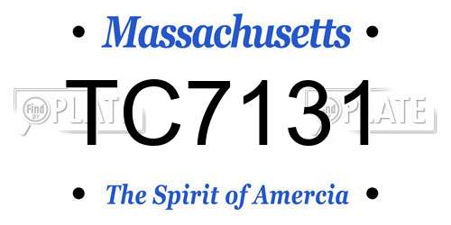 TC7131 Massachusetts License Plate