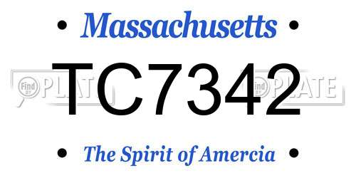 TC7342 Massachusetts License Plate