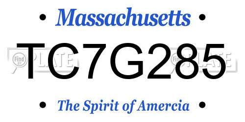 TC7G285 Massachusetts License Plate