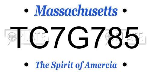TC7G785 Massachusetts License Plate