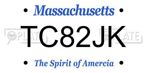 TC82JK Massachusetts License Plate