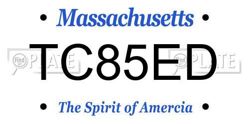 TC85ED Massachusetts License Plate