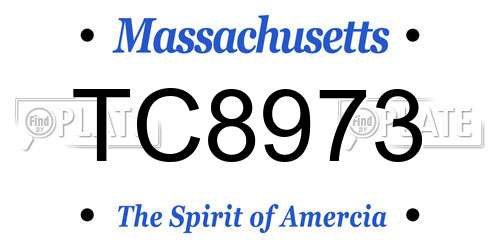 TC8973 Massachusetts License Plate