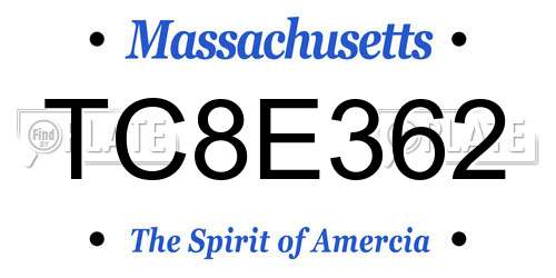 TC8E362 Massachusetts License Plate