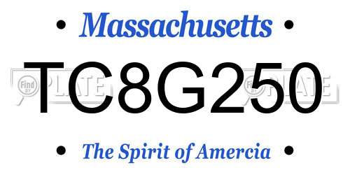 TC8G250 Massachusetts License Plate