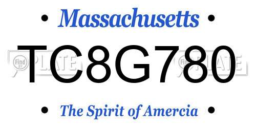 TC8G780 Massachusetts License Plate
